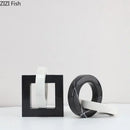 GobekUsa Geometric Knot Sculpture Desk Decor - Abstract Square Ring Statue