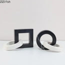 GobekUsa Geometric Knot Sculpture Desk Decor - Abstract Square Ring Statue