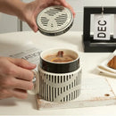 Abstract black & white striped espresso cups – kitchen coffee gift by Decorbites