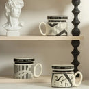 Abstract black & white striped espresso cups – kitchen coffee gift by Decorbites