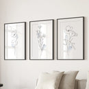 Black and White Botanical Prints. Modern Minimalist Line Art by Wall Art Set