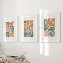 Abstract Botanical Set of 3 Prints. Retro Flower Gallery Art by Wall Art Set