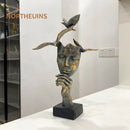 GobekUsa Golden Mask Bird Figurine Statue for Home Office Decor