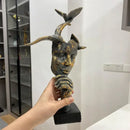 GobekUsa Golden Mask Bird Figurine Statue for Home Office Decor