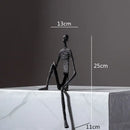 GobekUsa Abstract Metal Human Sculpture Cast Iron Black Person Desktop Ornament