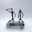GobekUsa Abstract Metal Human Sculpture Cast Iron Black Person Desktop Ornament