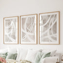 Modern Minimalist Abstract Triptych. Neutral Brush Stroke Art by Wall Art Set