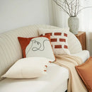 Abstract burnt orange line art pillow cover living room decor by Decorbites
