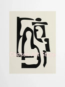 Minimalist black & cream abstract canvas poster prints set living room