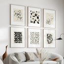 Minimalist black & cream abstract canvas poster prints set living room