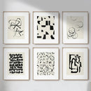 Minimalist black & cream abstract canvas poster prints set living room
