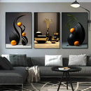 Modern black & gold abstract canvas print set bedroom wall art by Decorbites