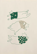 Minimalist lazy cat illustration canvas art set living room decor by Decorbites