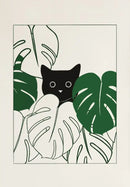 Minimalist lazy cat illustration canvas art set living room decor by Decorbites