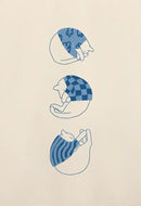 Minimalist lazy cat illustration canvas art set living room decor by Decorbites