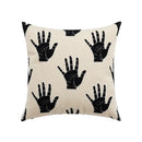 Abstract cream & black embroidered cotton cushion cover living room by Decorbites