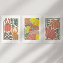 Boho Chic Botanical Decor. Set of 3 Abstract Flowers Prints by Wall Art Set