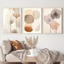 Minimalist beige & pink flower canvas wall art for bedroom by Decorbites