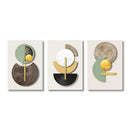 Modern gold & green geometric canvas art set for living room by Decorbites
