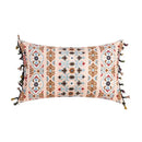 Abstract geometric cushion cover coral & teal bedroom tassel decor by Decorbites