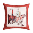 Abstract geometric cushion cover coral & teal bedroom tassel decor by Decorbites