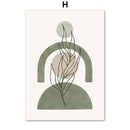 GobekUsa Abstract Geometric Leaves Canvas Wall Art