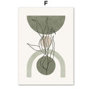 GobekUsa Abstract Geometric Leaves Canvas Wall Art