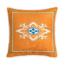 Abstract geometric printed cushion cover orange & blue living room by Decorbites