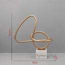 GobekUsa Gold Line Geometric Metal Sculpture on Marble Base for Home Decor