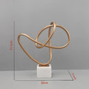 GobekUsa Gold Line Geometric Metal Sculpture on Marble Base for Home Decor
