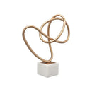 GobekUsa Gold Line Geometric Metal Sculpture on Marble Base for Home Decor