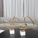 GobekUsa Gold Line Geometric Metal Sculpture on Marble Base for Home Decor
