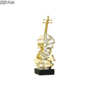 GobekUsa Golden Violin Sculpture Resin Art Ornament Stack Violin Statue Decor