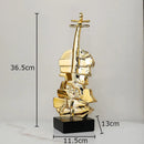 GobekUsa Golden Violin Sculpture Resin Art Ornament Stack Violin Statue Decor