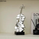 GobekUsa Golden Violin Sculpture Resin Art Ornament Stack Violin Statue Decor
