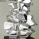 GobekUsa Golden Violin Sculpture Resin Art Ornament Stack Violin Statue Decor