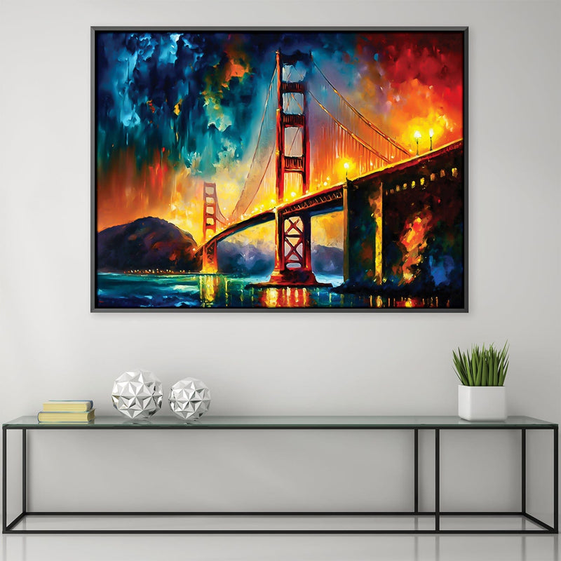 Abstract Golden Bridge Canvas