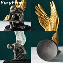 GobekUsa Abstract Golden Character Resin Statue Modern Home Decor Ornament Scandinavian Style