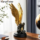 GobekUsa Abstract Golden Character Resin Statue Modern Home Decor Ornament Scandinavian Style
