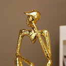 GobekUsa Golden Hat Thinker Figure Sculpture for Home Decor