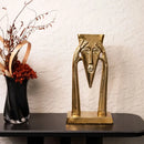 GobekUsa Golden Masked Figure Sculpture: Abstract Geometric Portrait Home Decor Figurine