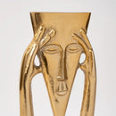 GobekUsa Golden Masked Figure Sculpture: Abstract Geometric Portrait Home Decor Figurine