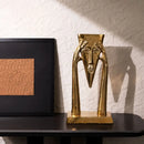 GobekUsa Golden Masked Figure Sculpture: Abstract Geometric Portrait Home Decor Figurine