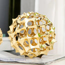 GobekUsa Golden Metal Hollow Ball Spike Abstract Ornament Home Decor
