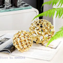 GobekUsa Golden Metal Hollow Ball Spike Abstract Ornament Home Decor