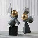 GobekUsa Geometric Gold Ball Sculpture Statues for Home Decor