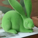 Abstract green & blue rabbit figurines living room resin decor art by Decorbites