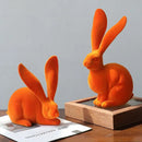 Abstract green & blue rabbit figurines living room resin decor art by Decorbites