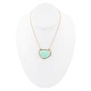 Abstract Green Chrysoprase and Golden Pendant Necklace