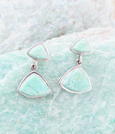 Abstract Green Chrysoprase Sterling Silver Drop Earrings